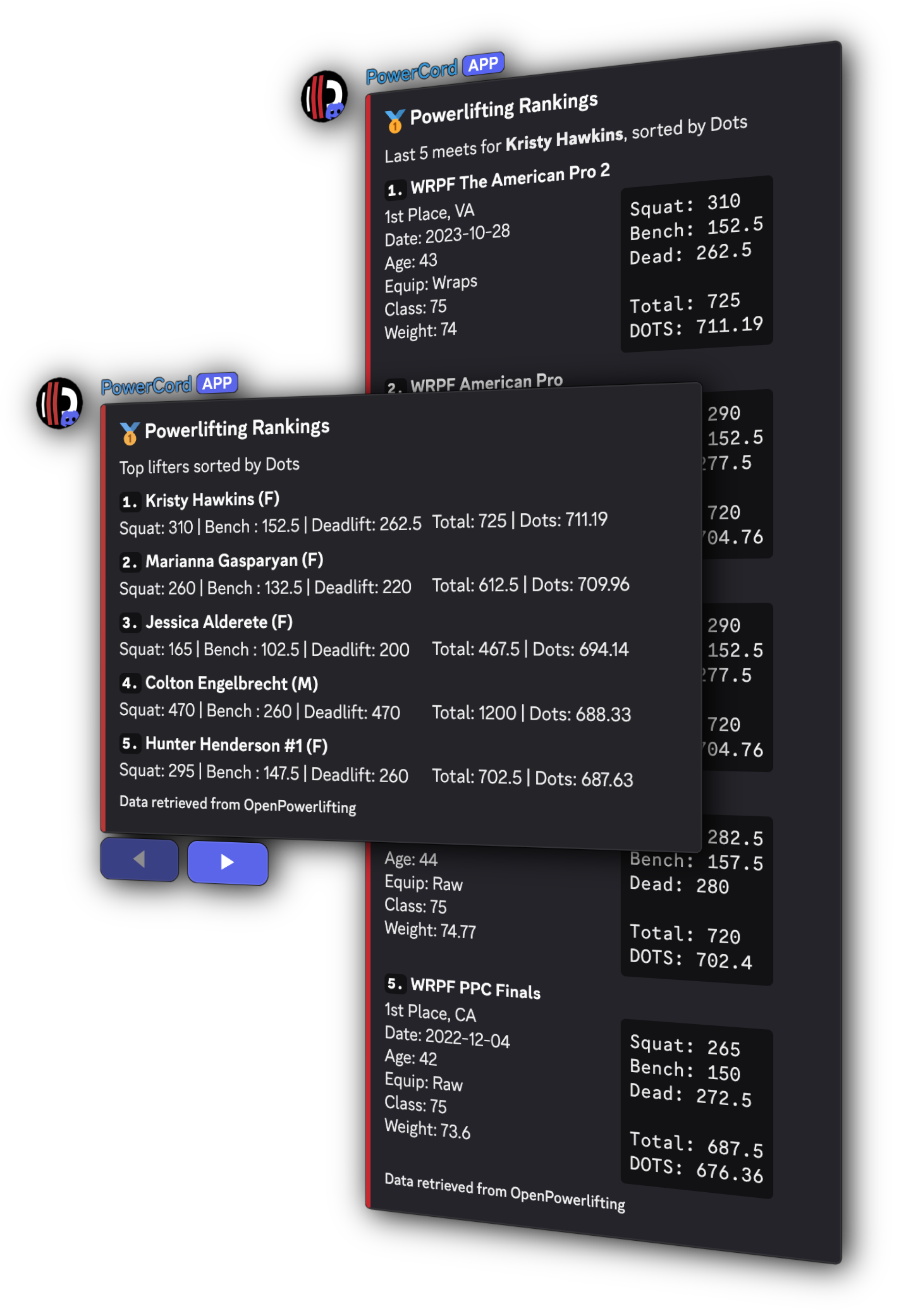 Screenshot preview showcase for couple commands in Discord